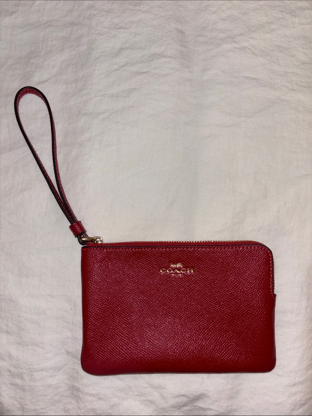Coach Red Leather Zip Wristlet Wallet
